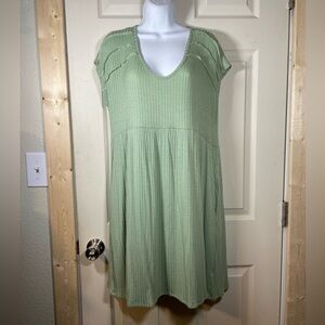 Elegant‎ Light Green Ribbed Mini Dress